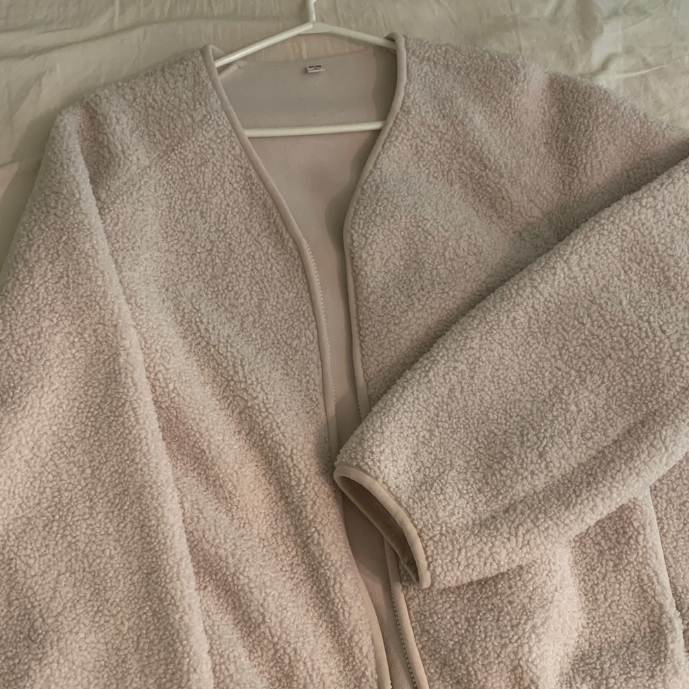 Beige/off white Sherpa zip jacket